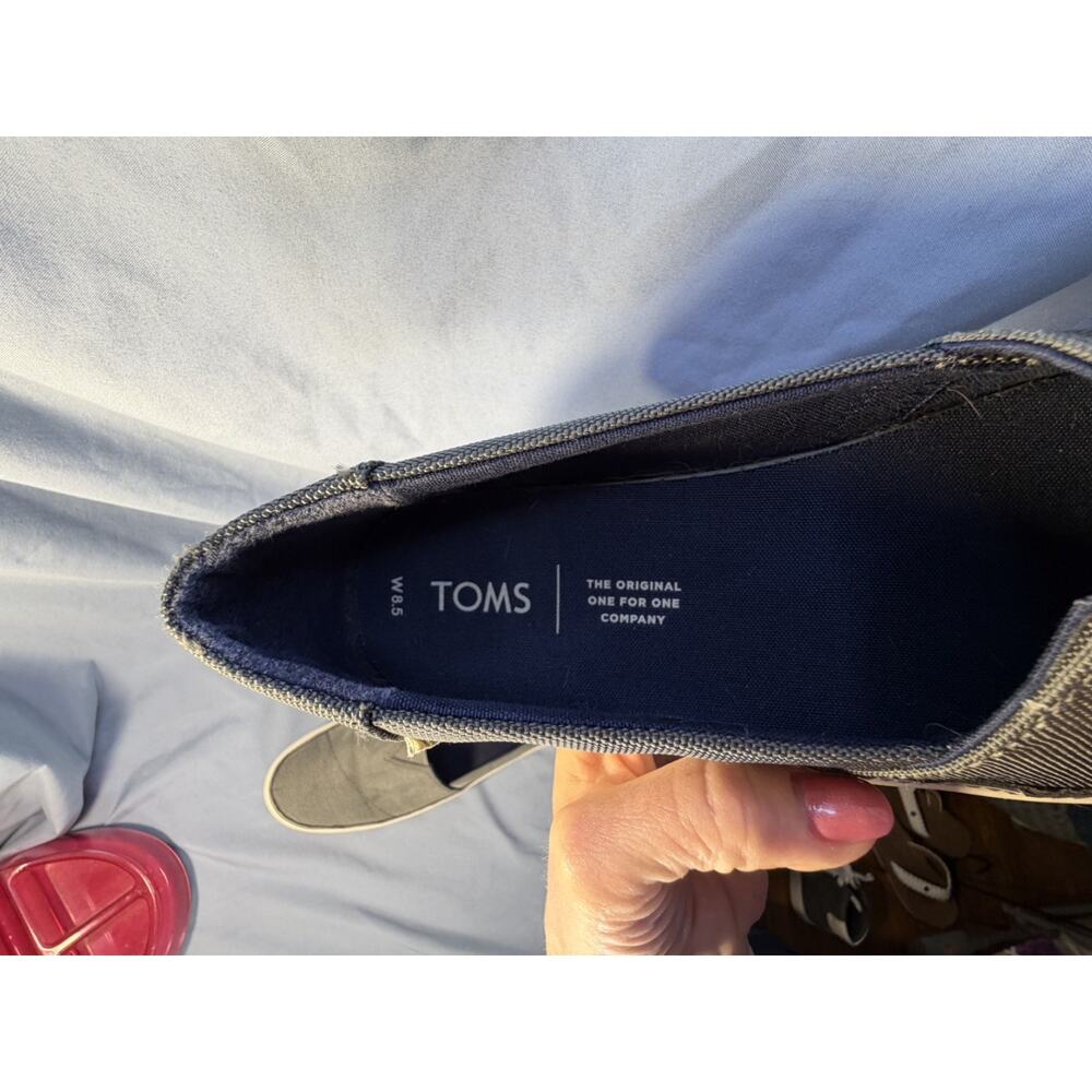 Toms Parker Slip On Shoes Sz 8.5 Dusky Grey Gray Textured Woven Flats - Picture 8 of 8